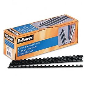 Fellowes Plastic Comb Bindings, 0.312 Inch, 40-Sheet Capacity, Black, 100 per Pack (52507)
