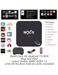 CE: KUKELE@ MX3 XBMC Kodi Helix 14.2 Addons Fully Loaded 8GB ROM Amlogic S802 Quad Core 4K Google Android 4.4 Kitkat IPTV TV BOX Internet Streaming Media Player & Wireless Keyboard & XBMC Kodi Key & XBMC Manual & Showbox HD-Cinema Pre-installed - KUKELE