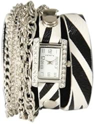 Triple Chain Wrap Watch-Zebra Print