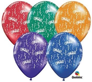 Congrats 12" Latex Balloons Assorted Colors (Pack of 10)