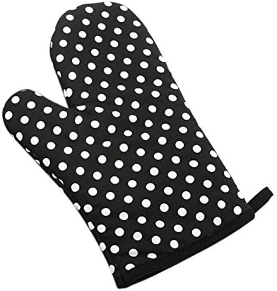 Oven Mitts Decorative, Oven Mitts Bulk Kitchen Microwave Oven Glove Cotton Cooking Baking Heat Resistant Mitts 1PC, Oven Mitts Set, Oven Mitts For Kids (Black)