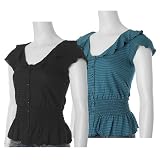 Belle du Jour Ruffle Neck Tonal Stripe Top