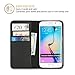 Galaxy S6 Edge Case, SHIELDON Genuine Leather Wallet Case Flip Case with Stand & Credit Card Holder Slots [Magnetic Closure] Cover for Samsung Galaxy S6 Edge - Black