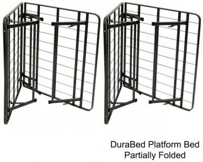 Modern Queen-size Heavy Duty Steel Foundation & Frame-in-one Mattress Support System Platform Bed Frame Includes Scented Candle Tart (frame w/headboard/attaching bracket pair)