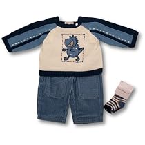 C`est La Vie Baby Boys Blue Sweater, Pants And Sock Set ~ Dino