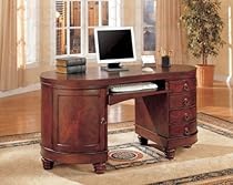 Hot Sale Brown Cherry Finish Kidney Shape Office Computer Desk