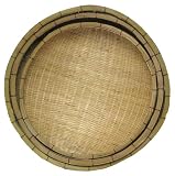 Natural Hand Woven Split Bamboo Nested Round Bowls Set of Three - Large=20"D - 8"H
