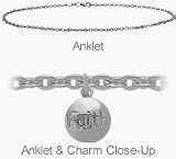 Silver Round FAITH Charm Flat Cable Anklet