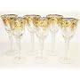Wine Glasses with 14 Karat Gold Pattern - Made of Finest Pittilon Glass - Set of 6 Wine Glasses