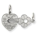 14k White Gold Key & Heart Break-apart Charm