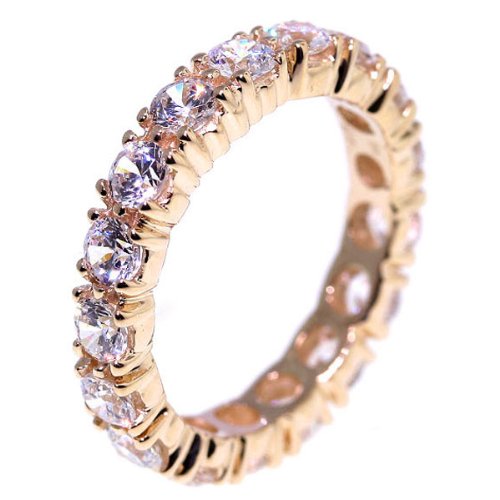 SAVE 75% Michael Valitutti with Diamond Cut Signity® Stone Cubic Zirconia in 14K Yellow Gold Classic Eternity Band - FREE Shipping - OVERSTOCK Clearance Sale!