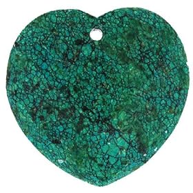 Chrysocolla Jasper 33mm Faceted Heart Pendant with 2mm Hole - Set of 3 by Toltec%20Trading%20Company