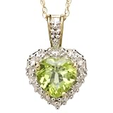 10k Yellow Gold Heart Shaped Peridot and Diamond Pendant by Amazon.com Collection