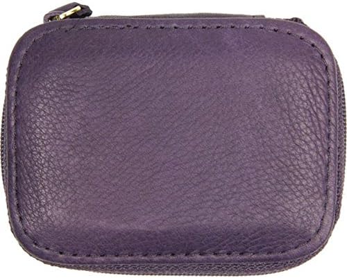 Rolfs Zipper Closure Leather Pill Case With Removable 8 Compartment Pill Holder- 3.5 x 2.75 x 1.5 Inches- Choice Of Color (Purple)
