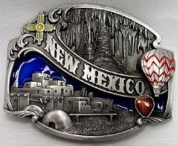 New Mexico 3-D Enamel Pewter Belt Buckle