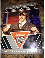 Brady Quinn 2007 Bowman Draft Day Selections Football Relics Jersey Card #DJBQ - Stored in a Protective Plastic Display Case!!