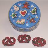 Scott's Cakes 1 lb. Milk Chocolate Covered Pretzel with Christmas Jimmies in a Christmas Cookie Tin