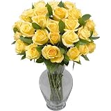 Two Dozen Yellow Roses with Hourglass Vase