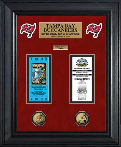 NFL Tampa Bay Buccaneers Super Bowl Ticket and Game Coin Collection Framed