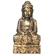 Antique Gold Finish Wood Buddha Statue