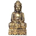 Antique Gold Finish Wood Buddha Statue