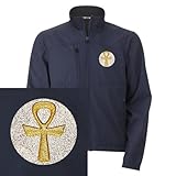 IMAGE OF Artsmith, Inc. Men's Embroidered Jacket Egyptian Gold Ankh - Navy, XL
