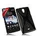 Worldshopping Black X Line X-Shape Rubber Skin Soft TPU Gel Case Cover For Sony Ericsson LT30P Xperia T + Free Accessory