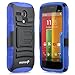 Fosmon STURDY Shock Absorbing Dual Layer Hybrid Holster Cover Kickstand Case for Motorola Moto G (1st Generation Only) / Motorola DVX - Retail Packaging (Dark Blue)