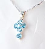 51hi1kYMeKL. SL160  Birthstone March Blue Crystal Hearts Sterling Cross Necklace