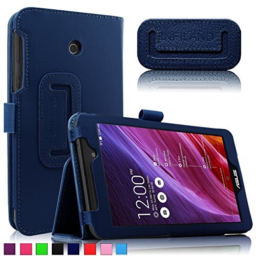 Infiland Folio Leather Case Fit Stand Cover For ASUS MeMO Pad 7 ME170CX 7-Inch Tablet / ASUS MeMO Pad 7 ME70CX 7-Inch / ASUS MeMO Pad 7 ME170C 7-Inch / ASUS Fonepad 7 FE170CG Tablet, Navy