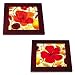 Ceramic Trivet w/Wood Frame 2 Assorted, Floral Spice