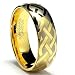 7MM 18K Gold Plated Tungsten Ring with Laser Etched Celtic Design Sizes 8 to 13