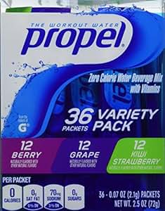 Propel Zero Calorie Nutrient Enhanced Water Beverage Mix (36 packets) 3 different flavors (berry, grape & kiwi strawberry)