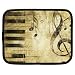 Netbook Notebook Case Large of Grunge Music with Piano Keys Treble Clef and Notes