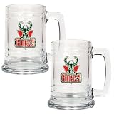 NBA Milwaukee Bucks Two Piece 15-Ounce Glass Tankard Set - Primary Logo