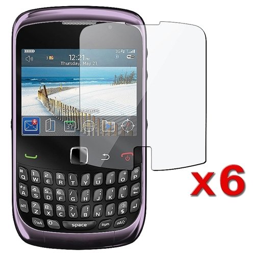6-Pack Reusable Screen Protector for Blackberry Curve 3G / 9300