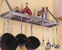 Hammered Steel with Chrome Bookshelf Pot Rack