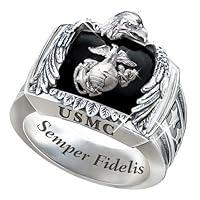 Sterling Silver USMC Ring: USMC Gift For Marines - size 8