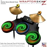 Alecias Swirl 01 Green Skin by WraptorSkinz fits Guitar Hero 4 World Tour Drum Set for Nintendo Wii,