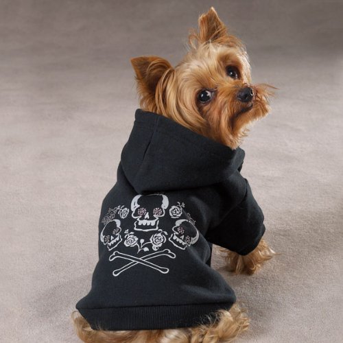 Small Black Sweatshirt Crowned Crossbone Dog Hoodie [Misc.]