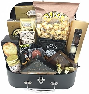 Ameniti, Traveler Gift Case, Medium Black Keepsake Suitcase Packed with Sweet & Salty Snacks