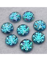 Art and Craft Supply: 12mm 100pcs Ab Round Acrylic Rhinestones Acrylic Crystal Flat Back Beads - Lovely Buttons