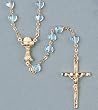 Rosary - First Communion - Chalice Centerpiece - 8x8mm AB Glass Heart-shaped Beads - 20" Chain - IMPORTED FROM ITALY, Gold