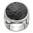 Silvertone Black Scaled Vinyl and Ivory Enamel Ring (Sizes 5 - 9 available)