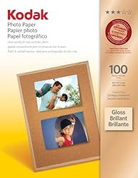 Kodak Glossy Photo Paper, 8.5 x 11 Inches, 100 Sheets per Pack (8209017)