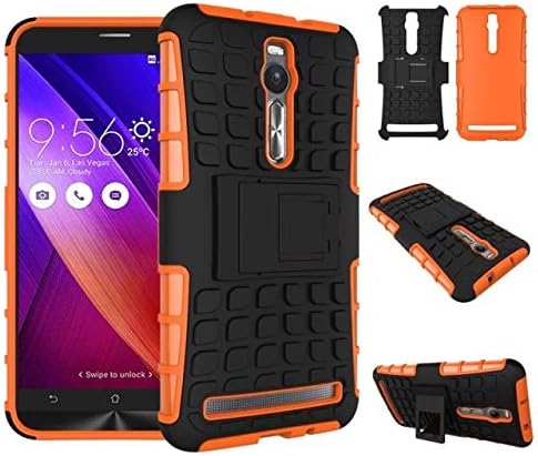 Zenfone 2 Case,Evily Heavy Duty Rugged Dual Layer Case with kickstand for ASUS Zenfone 2 ZE550ML 5.5" - Orange