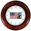 US Flag with Eagle - JP Wooden Wall Clock by WatchBuddy Timepieces (Cherry Wood Frame)