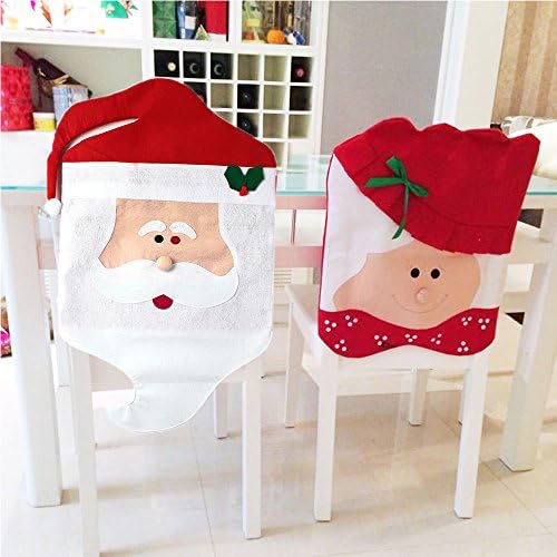ROFISA Christmas Kitchen Chair cover featuring Mr and Mrs. Santa Claus- Decorative Your Dining Room Chairs And Your Home For The Spirit of Christmas