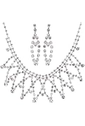 ACCESSORIESFOREVER Women Bridal Wedding Jewelry Crystal Rhinestone Stunning Intertwined Necklace J565 SLV