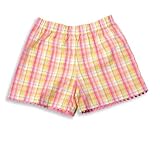 Mulberribush - Toddler Girls Plaid Short, Pink, Yellow